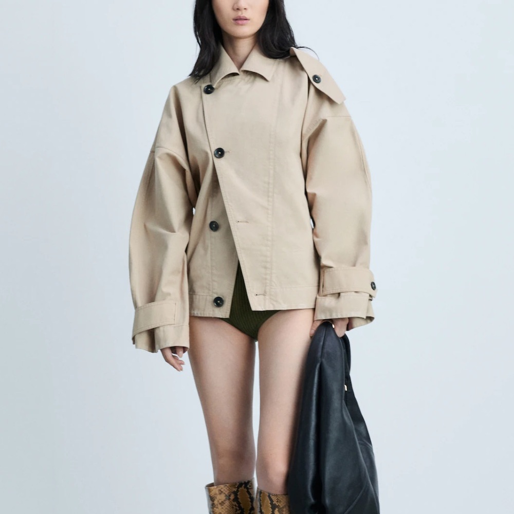 Mango Short double-breasted trench coat